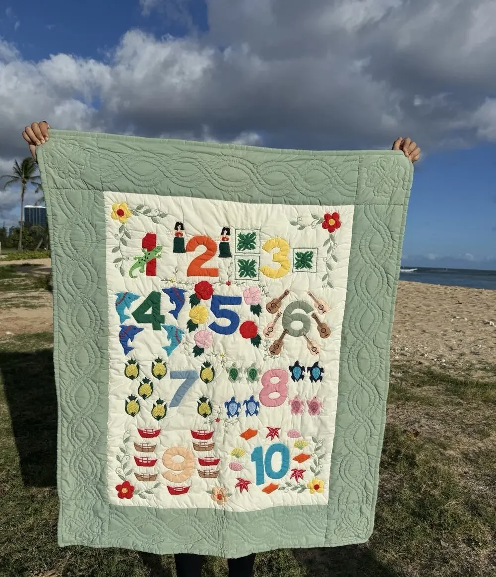 Hawaiian 1 to 10 Counting Baby Hawaiian Quilt Hula Turtles Ukuleles